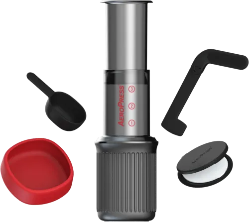 AeroPress Go coffee maker package exploded view